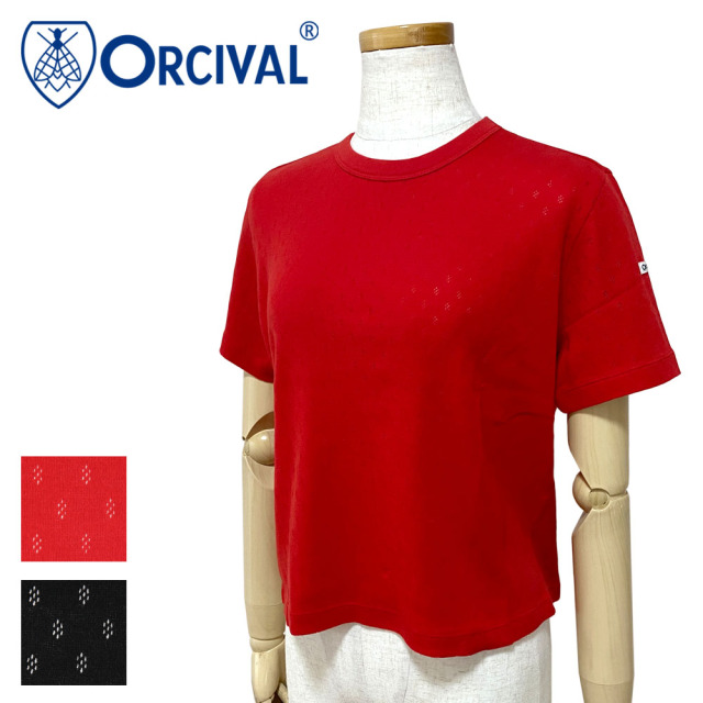 Orcival オーシバル パターンメッシュ クルーネック Tシャツ レディース OR-C0527 OWE