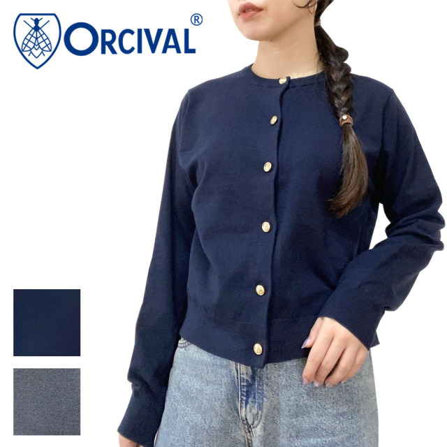 Orcival オーシバル クルーネック 長袖ニットカーディガン レディース OR-D0148 CMA