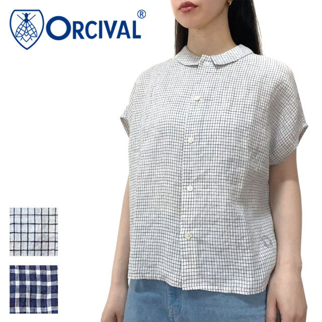 Orcival オーシバル リネン ノースリーブ チェックシャツ レディース OR-B0360 LCH