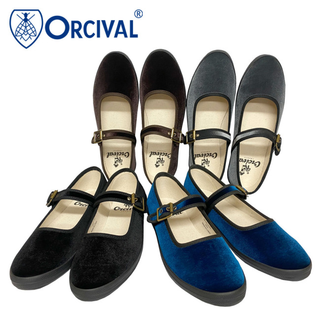 Orcival ベルベット ストラップシューズ Lady's 【OR-H0136 RVT】