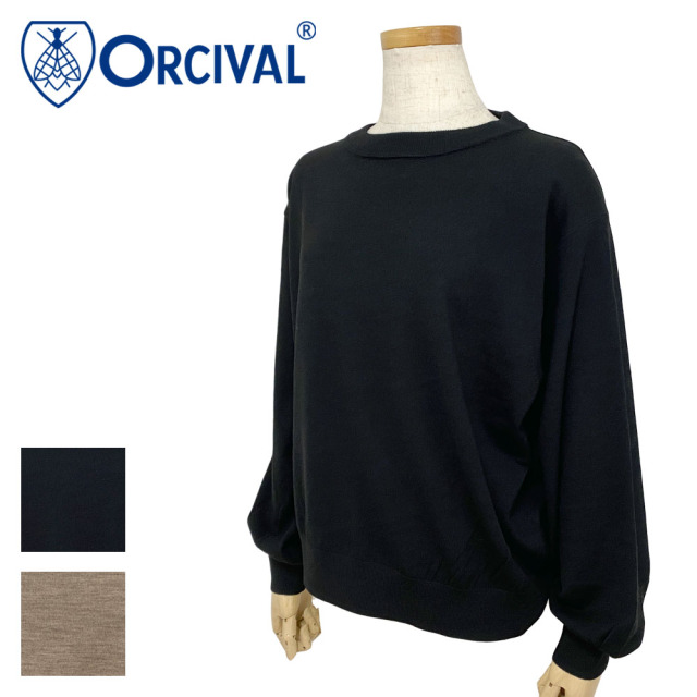 Orcival ギャザースリーブ クルーネックニット Lady's 【OR-D0011】