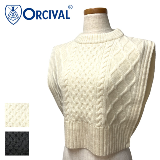 Orcival クルーネックケーブルベスト Lady's 【OR-D0063 FMC】