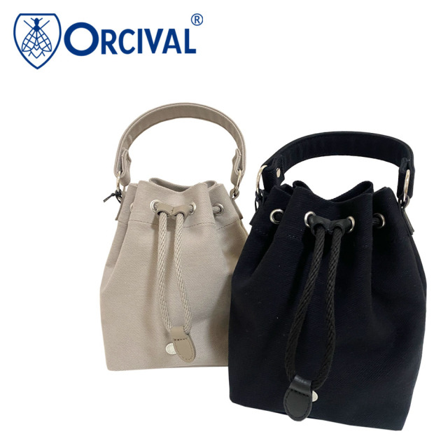 Orcival オーシバル ツイル パース巾着バッグ ユニセックス OR-H0384 HBT