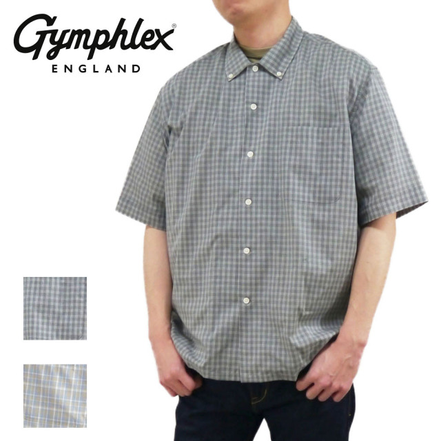 Gymphlex T/C BROAD ボタンダウン チェック半袖シャツ Men's 【J-3811 ECP】