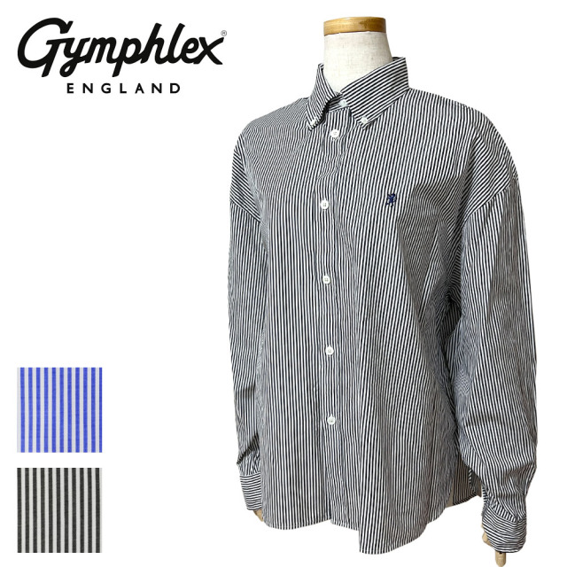 Gymphlex ジムフレックス ストライプ ショート BD L/Sシャツ レディース GY-B0198 MGS