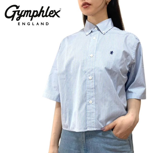 Gymphlex ジムフレックス ショート丈 ワイド ストライプシャツ レディース GY-B0367 CBK