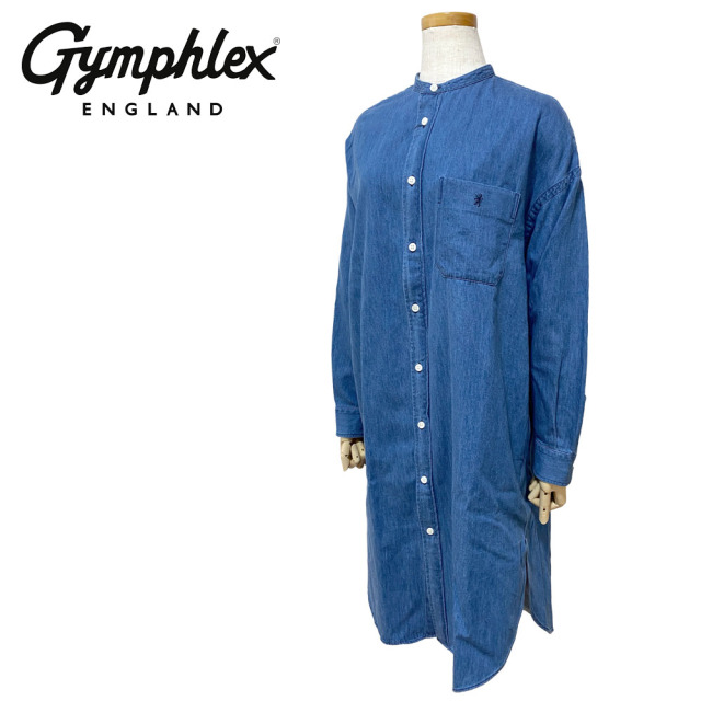 Gymphlex ジムフレックス ライトデニム バンドカラー シャツワンピース レディース GY-G0064 SDM