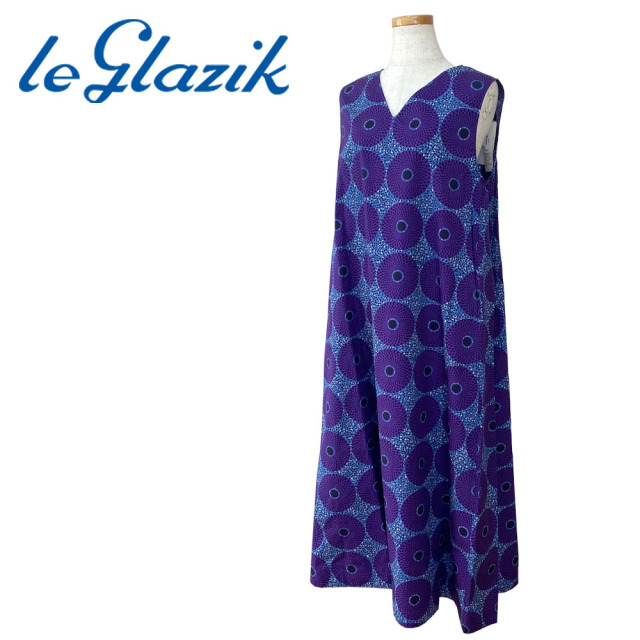 ルグラジックワンピース Le glazik ル・グラジック バティック Vネックフレアワンピース