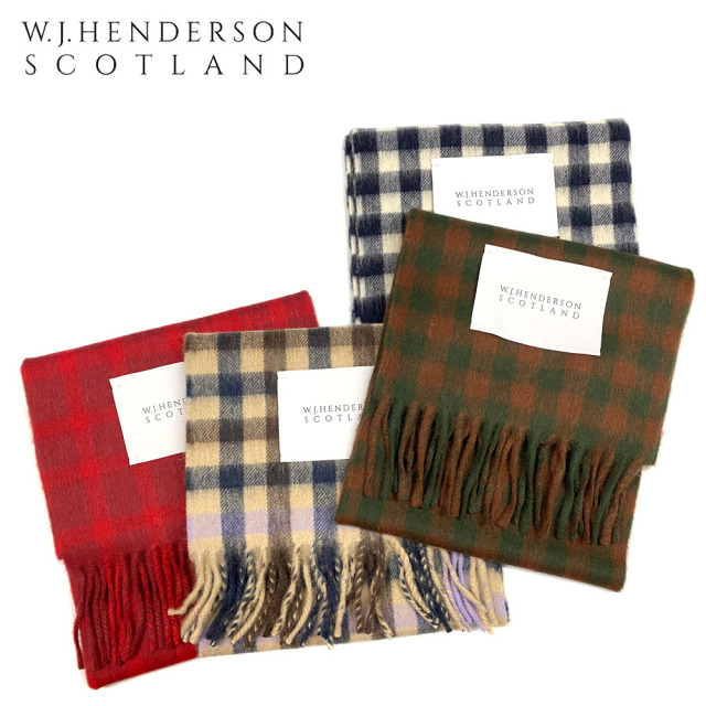 W.J.HENDERSON SCOTLAND 【ダブルジェイヘンダーソンスコットランド】 チェック マフラー Unisex 【WJHA-01】