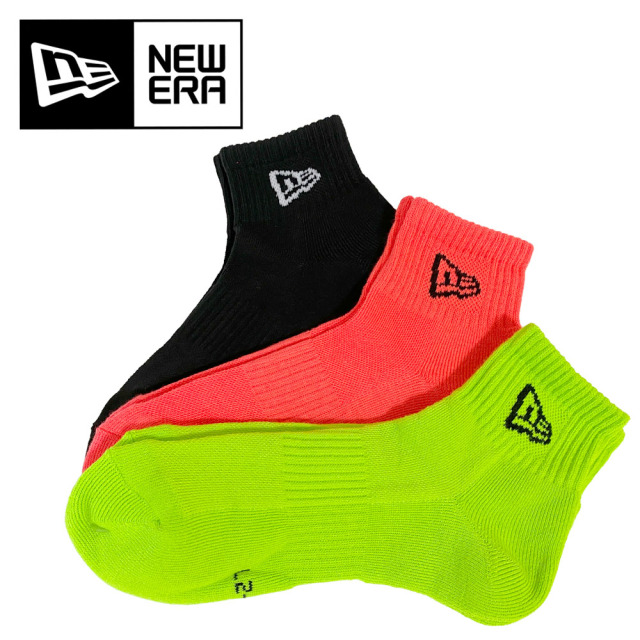 NEW ERA ニューエラ ソックス アンクル 3ペア ブラック/ネオンオレンジ/ネオングリーン 14518190