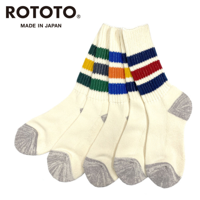RoToTo COARSE RIBBED OLDSCHOOL CREW SOCKS (メンズ・レディース) 【R1255】