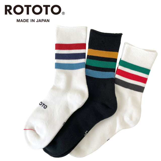 RoToTo ロトト FINE PILE STRIPED CREW SOCKS メンズ レディース ユニセックス R1547
