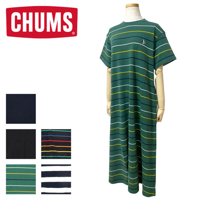 CHUMS☆ライトインディゴ・ワンピース110cm新品 CHUMS チャムス Booby Pique Crew Long Dress ブービーピケ