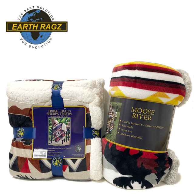 EARTH RAGZ FLANNEL FLEECE SHERPA LINER THROW/フリースブランケット