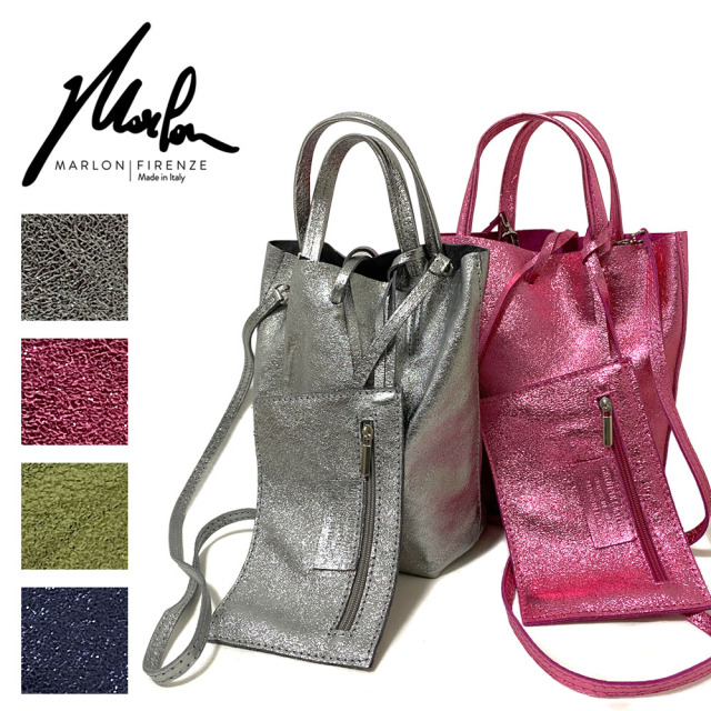 MARLON FIRENZE SHOPPER MINI LAMINATO/メタリックレザー 2WAYバッグ 【BS0006-1F】