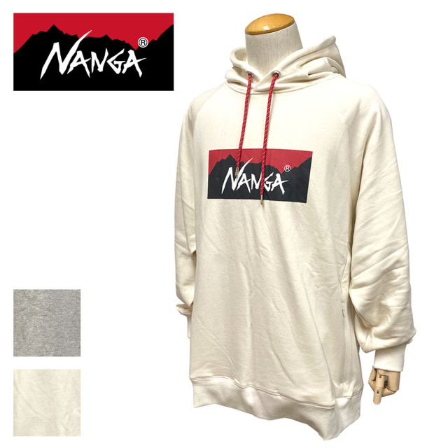 NANGA ECO HYBRID BOX LOGO SWEAT HOODIE / エコハイブリッドボックスロゴスウェットフーディー Men's 【N1bh】