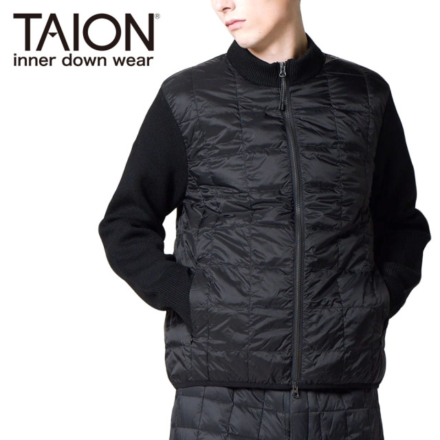TAION タイオン ベーシック モックネックWジップ ニットスリーブ ダウンジャケット メンズ レディース ユニセックス 105WZSN インナーダウン