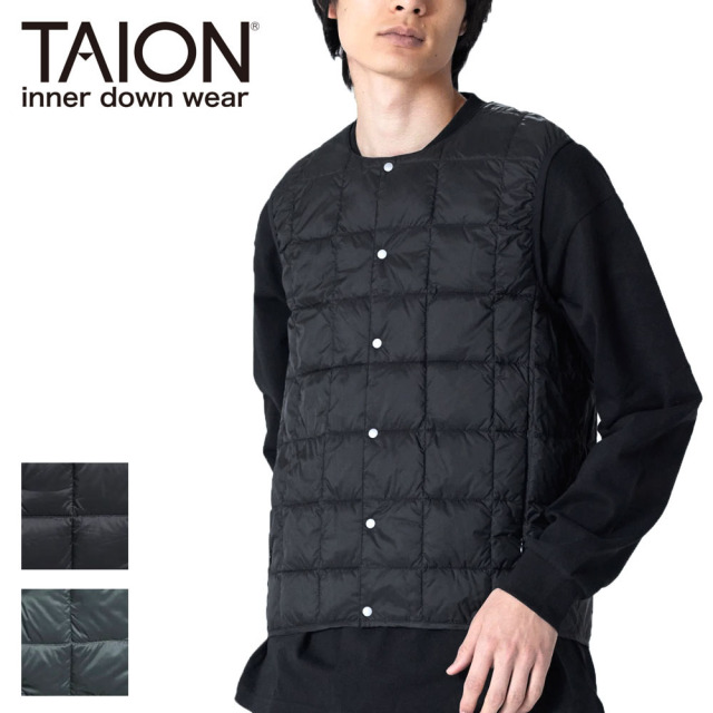 TAION タイオン ベーシック クルーネックボタン インナーダウンベスト メンズ 004 インナーダウン