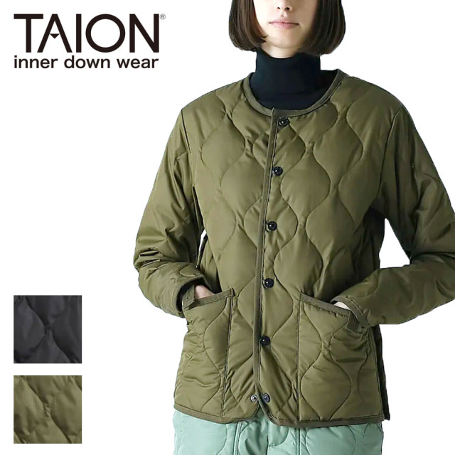 TAION タイオン ミリタリー クルーネック ダウンジャケット レディース