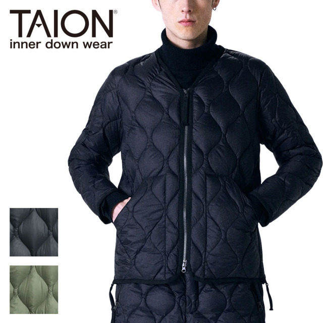 TAION タイオン ミリタリー Vネック Wジップ ダウンジャケット ソフトシェル ユニセックス 101ALSZML-1 インナーダウン