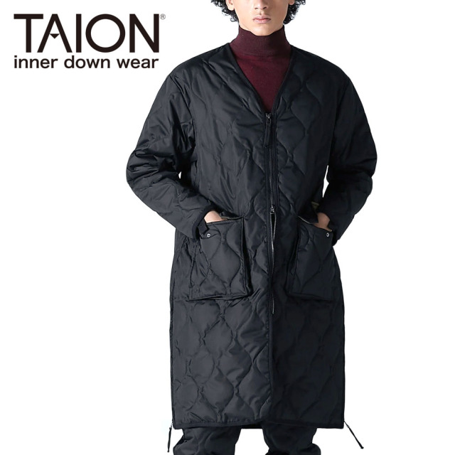 TAION ミリタリー Vネックジップ ダウンコート Unisex 【101ZML-1LONG】