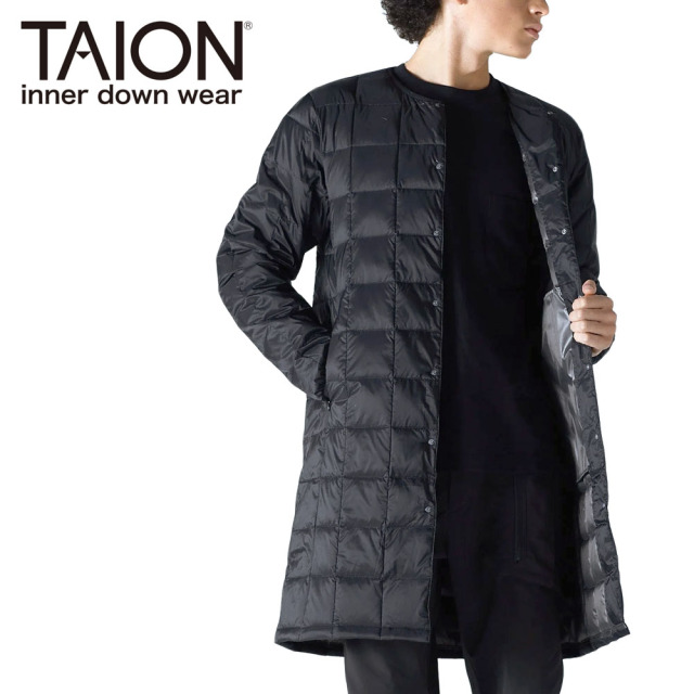 TAION ベーシック オーバーサイズ クルーネックボタン ロングダウンジャケット Unisex 【104OS-LONG】
