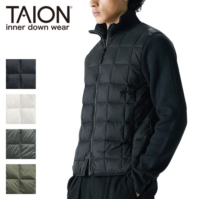 TAION タイオン ハイネック Wジップ ニットスリーブ ダウンジャケット ユニセックス 102WZSN インナーダウン