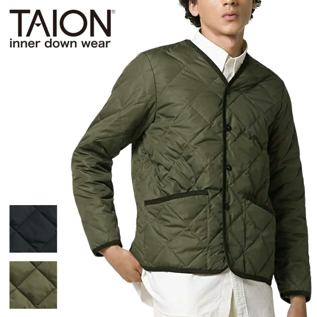 TAION パイピングVネック ダウンカーディガン Unisex 【101CI】