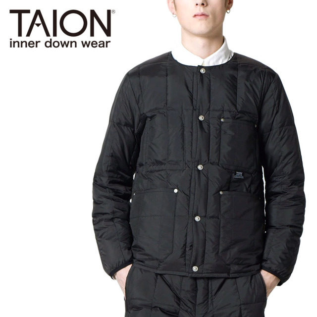 TAION タイオン ワーク クルーネック ダウンジャケット ユニセックス メンズ 104BWK