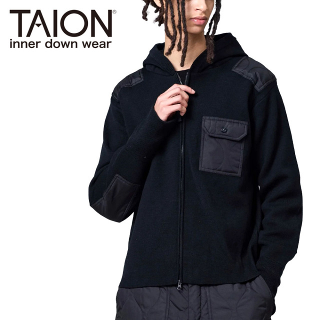 TAION タイオン ノンダウン ミリタリー Wジップ ニットパーカー メンズ ユニセックス KN106WZML-1