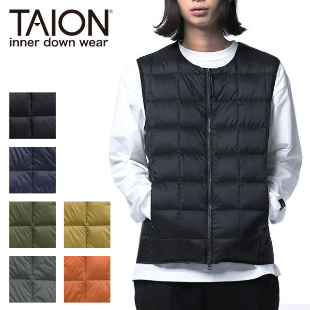 TAION クルーネックWジップ ダウンベスト Unisex 【004WZ】