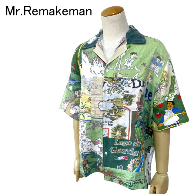 Mr.Remakeman ミスターリメイクマン タペストリー オープンカラー シャツ メンズ 2502663A