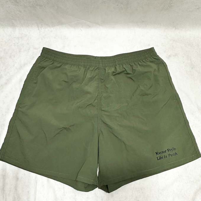 Logo nylon half pants olive