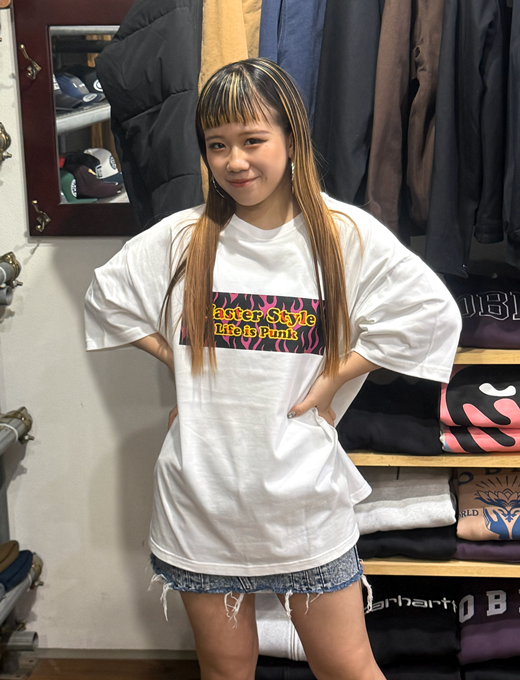 Flame purple Under logo T-Shirt White
