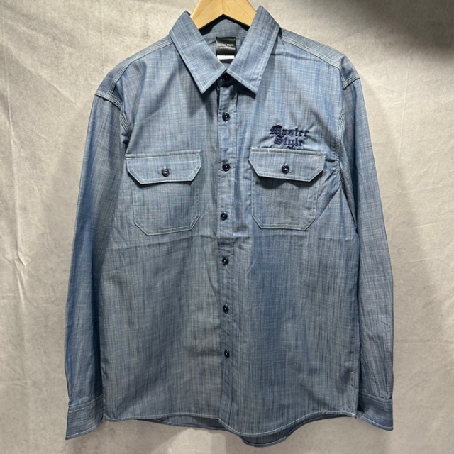 Embroidered Long Sleeve Shirt Chambray Blue