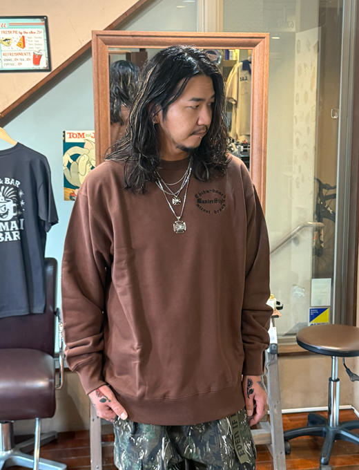 Embroidery logo Crewneck Sweat Brown