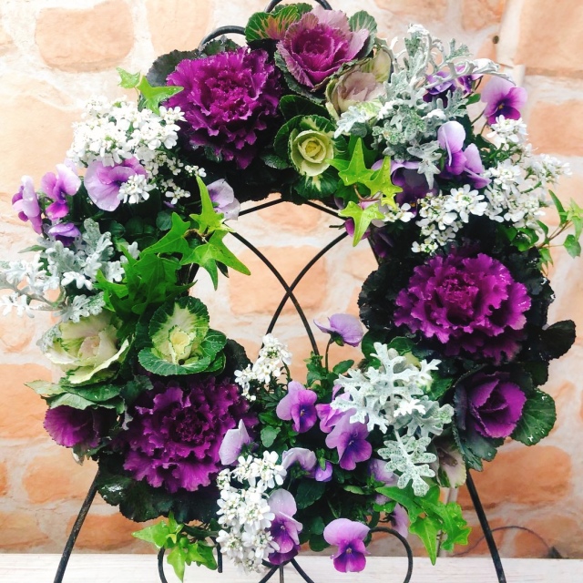 葉牡丹ハンギングリース