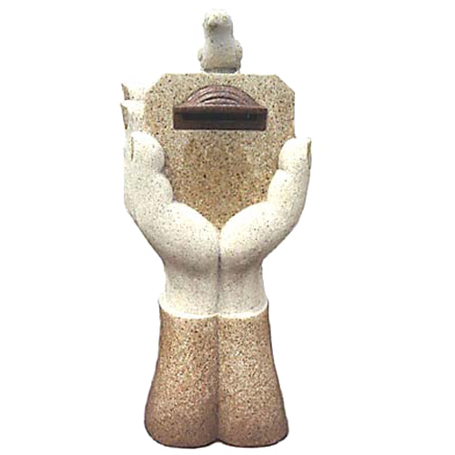 天然御影石彫刻　手乗りハトポスト　【商品番号：m-0080】