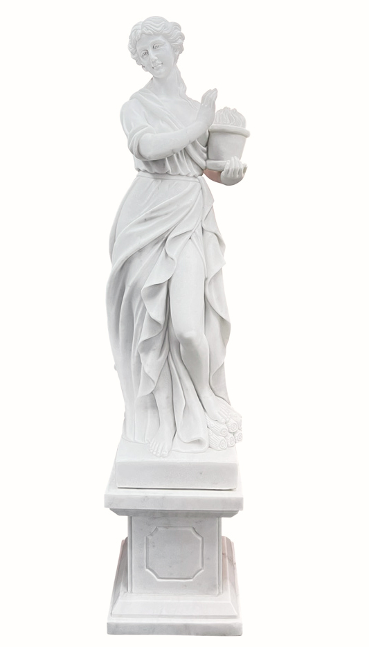 大理石の彫刻 約30cm 天然大理石彫刻 季節の乙女（秋） 【商品番号：m-hat088-2405】 の販売