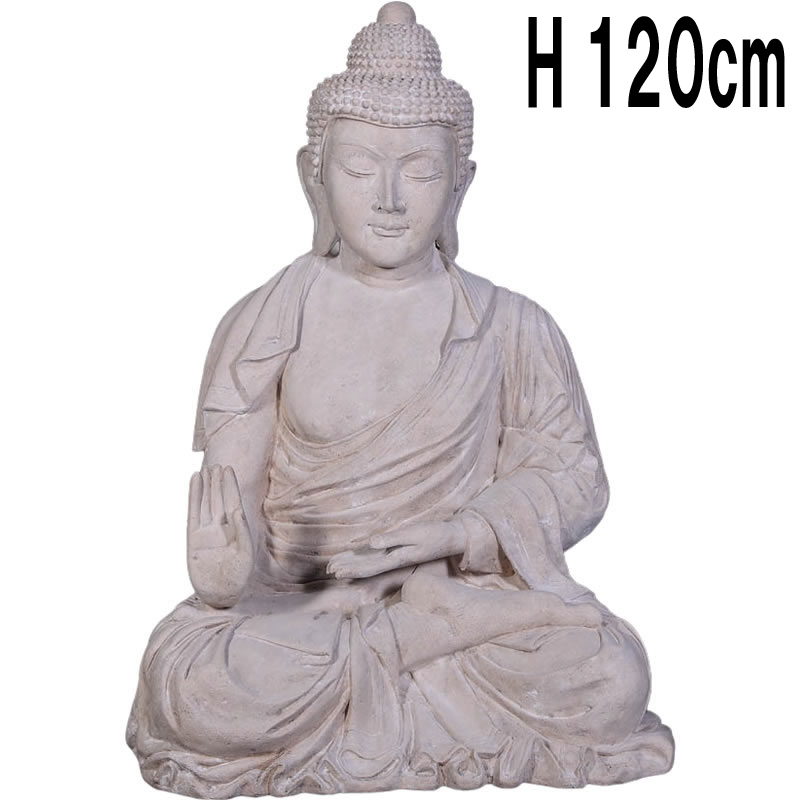 座る仏陀ブッダ像 ロマンストーン仕上げ / Enchanting Buddha - RS/Crate  FRPアートオブジェ 【商品番号：m-fr030710rs】