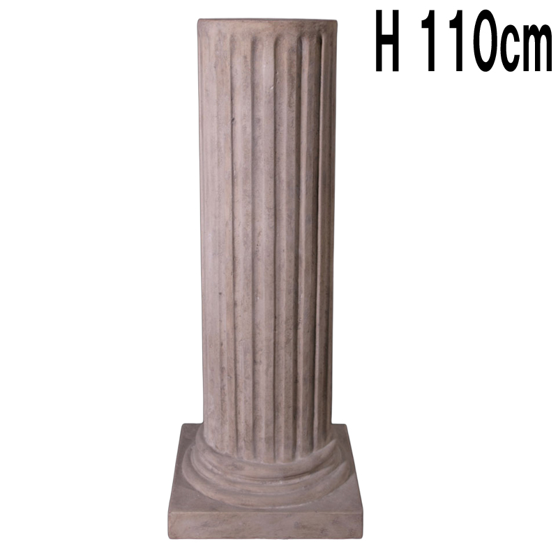 縦溝の円柱・ローマストーン仕上げ Fluted Pedestal Top  FRPアートオブジェ 【商品番号：m-fr060404】
