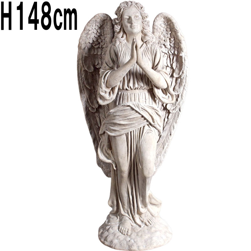 祈る天使ロマンストーン仕上げ / Praying Angel  FRPアートオブジェ 【商品番号：m-fr090055RS】