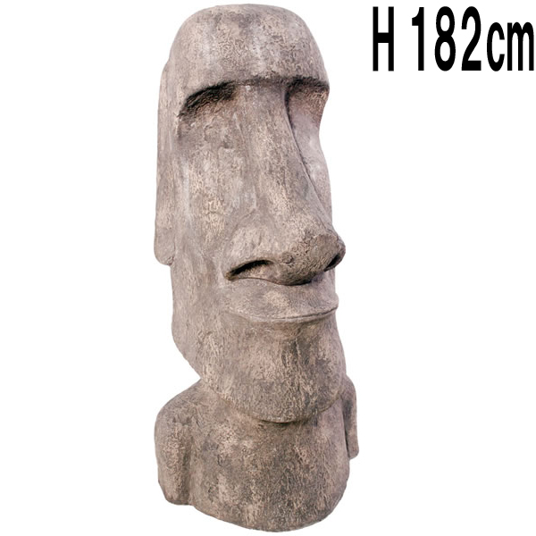 強化プラスチック製アート（オブジェ）　Easter Island Moai　イースター島のモアイ像 ストーン風　【商品番号：m-fr090076CS】