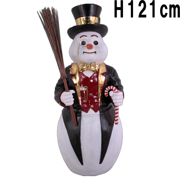 紳士なスノーマン Snowman FRPアートオブジェ 【商品番号：m-fr100006】