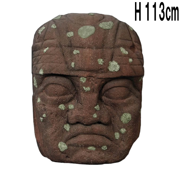 オルメカの頭・石像・120センチ Olmec Head 44"h FRPアートオブジェ【商品番号：m-fr100082】
