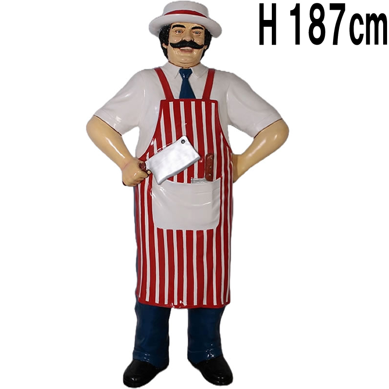 精肉店の主人ブッチャー Butcher 6ft.  FRPアートオブジェ 【商品番号：m-fr100117】