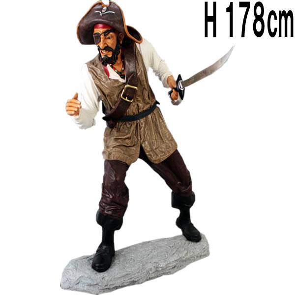 片目の海賊 Pirate Captain One Eye with Base FRPアートオブジェ 【商品番号：m-fr110057】