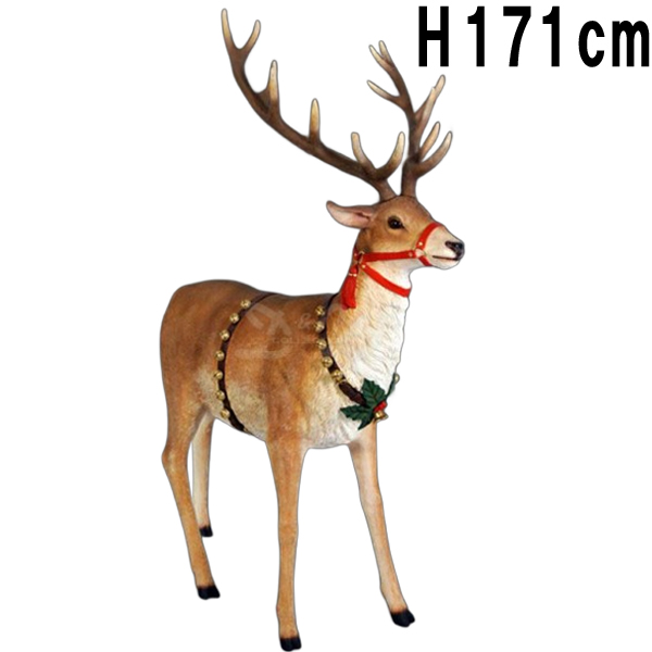 大トナカイ Reindeer for Sleigh Jumbo FRPアートオブジェ 【商品番号：m-fr120024】