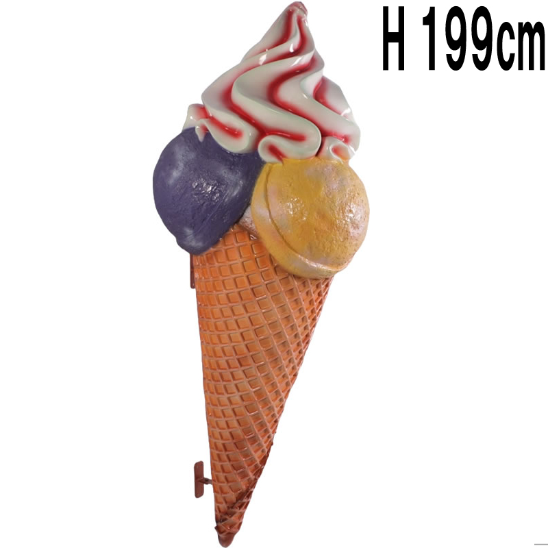 大きなアイスクリーム壁掛け / Hanging Ice Cream Cone  FRPアートオブジェ 【商品番号：m-fr130022】
