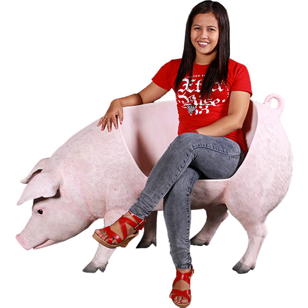 太った豚のベンチ Fat Pig Bench FRPアートオブジェ【商品番号：m